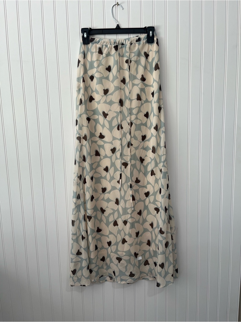 Printed Drawstring Midi Skirt in Cream and Light Blue - Picture 6 of 10